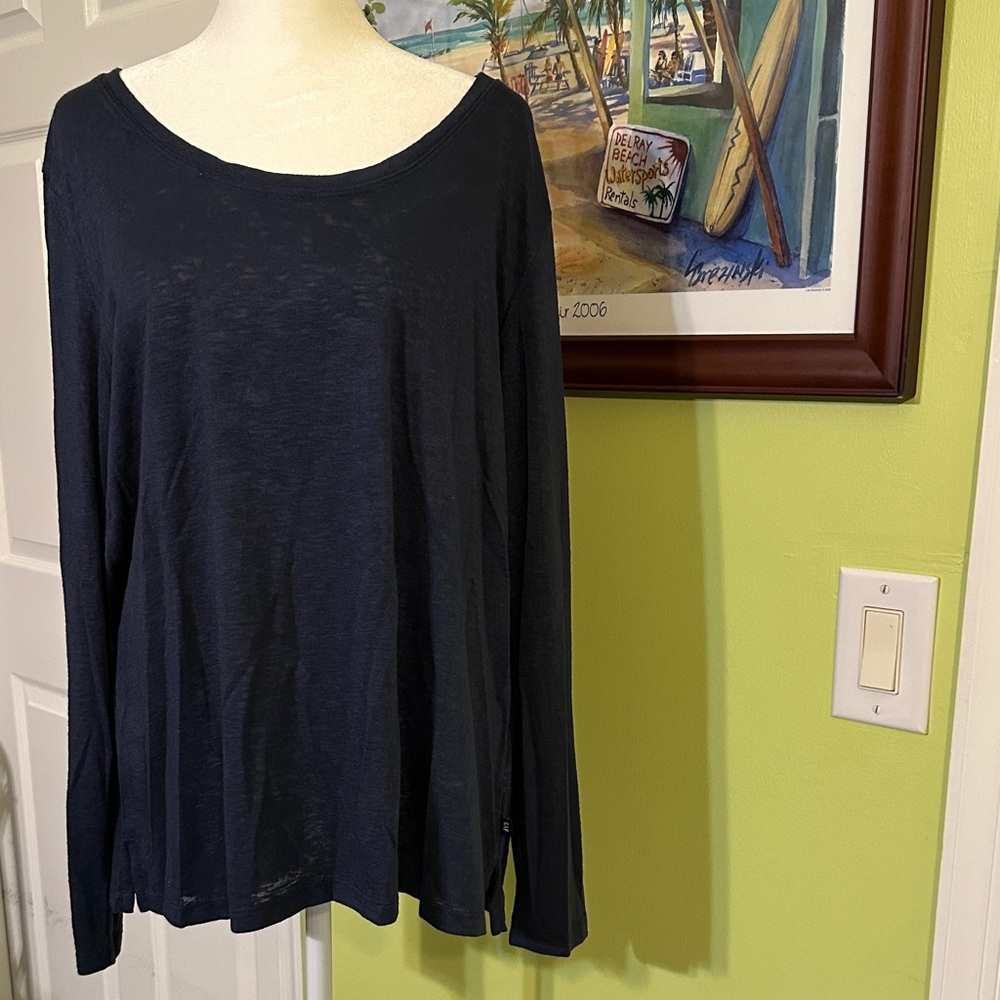 Gap Women's Navy Sheer Long Sleeve Top